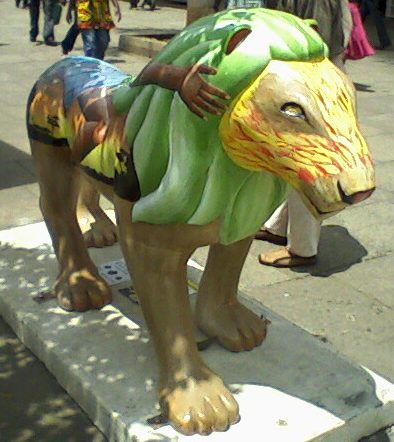 Some of the lion artwork placed around Nairobi to draw awareness to the plight of lions.